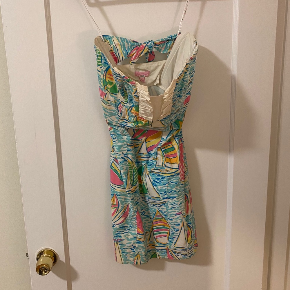 Lilly Pulitzer Boat Print Strapless Dress 6